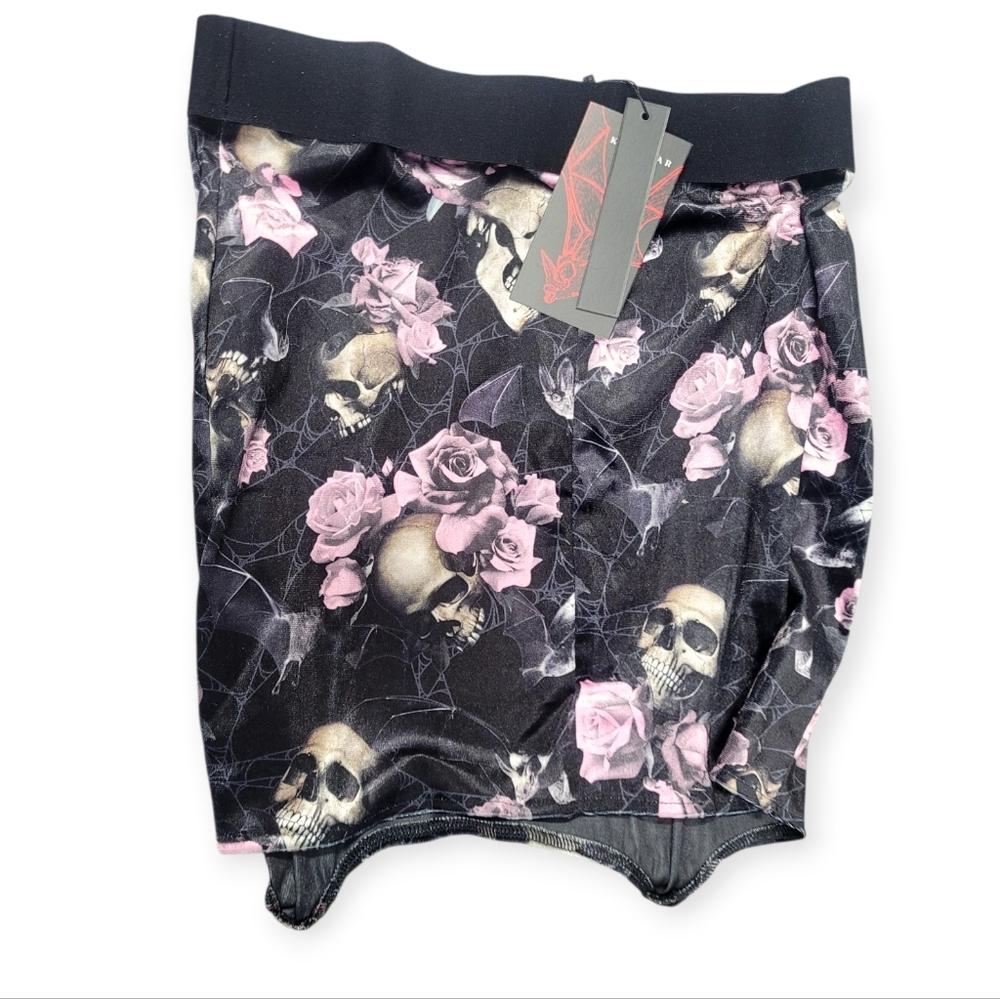 Killstar Cassandra Velvet Mini Skirt [Black/Pink] - Picture 8 of 8